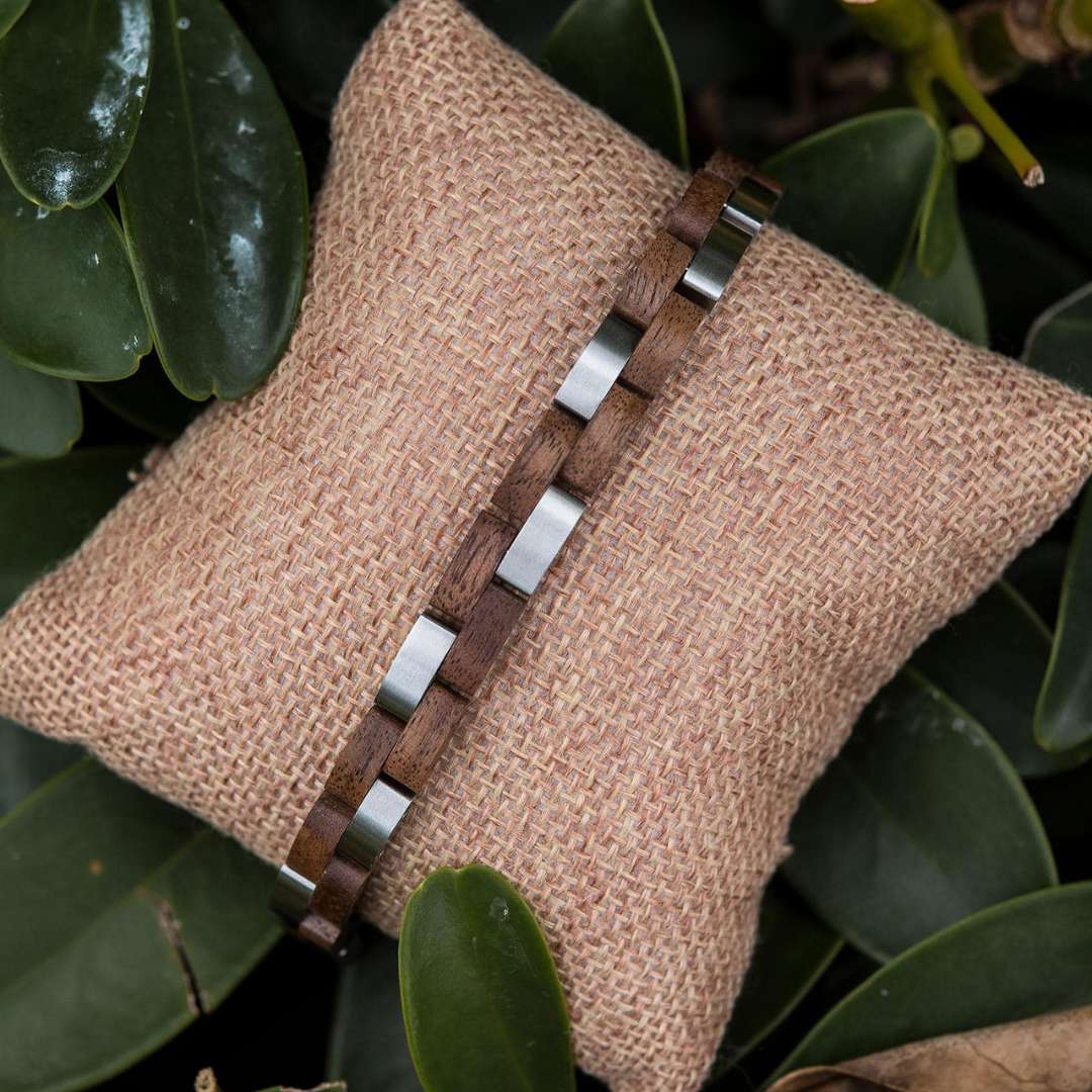 Walnut & Steel - Wooden Bracelet