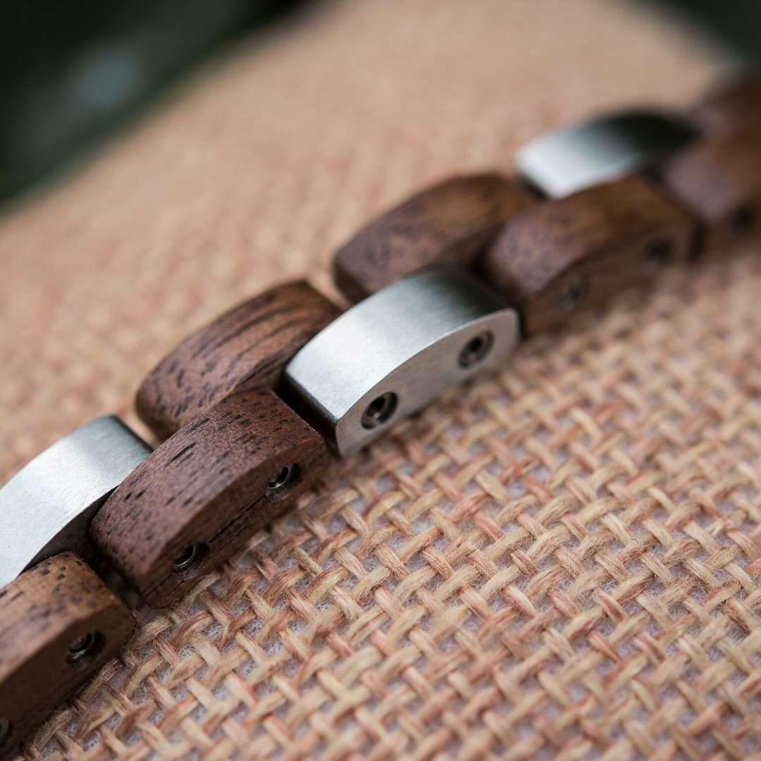 Walnut & Steel - Wooden Bracelet