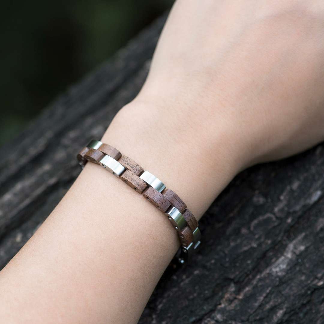Walnut & Steel - Wooden Bracelet