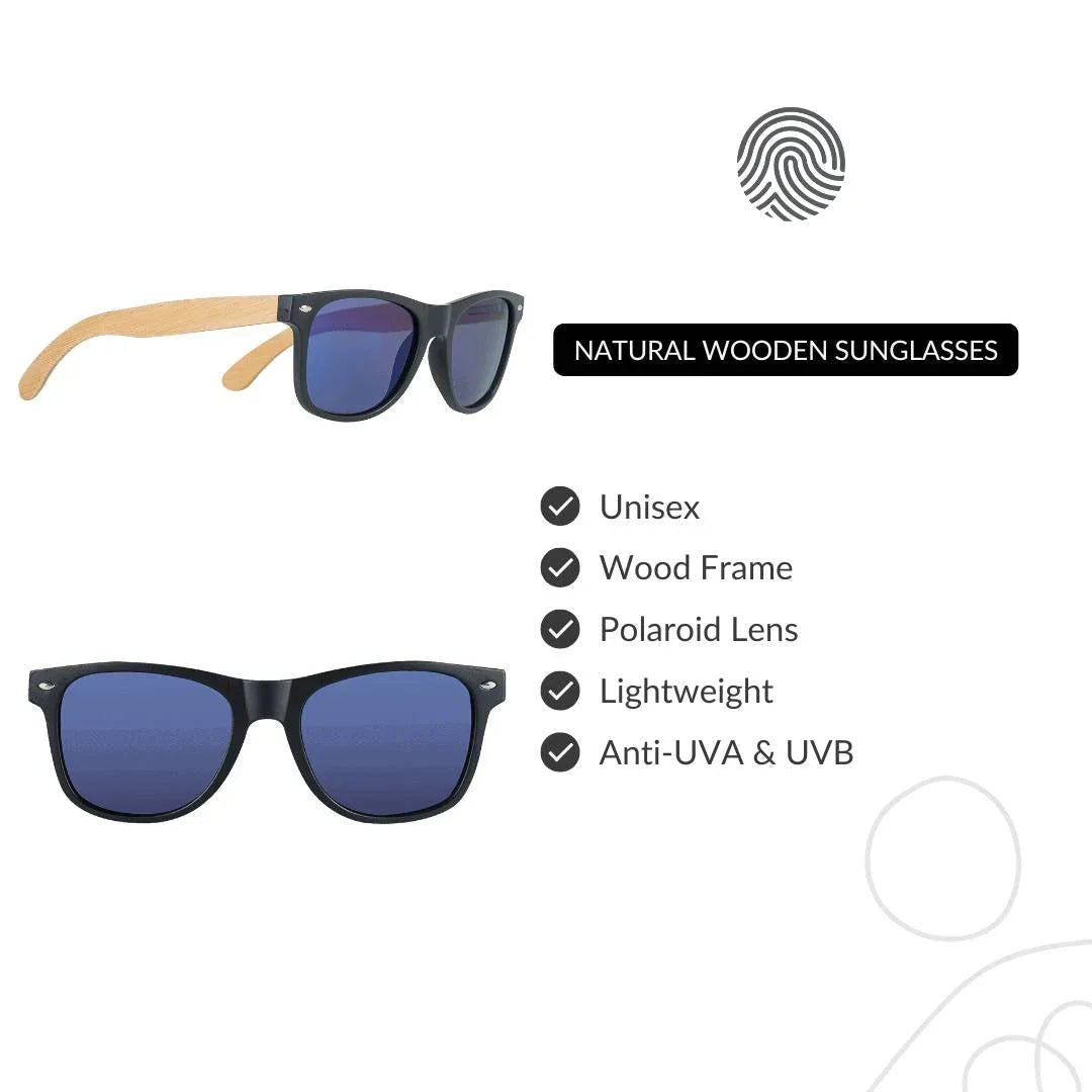 Natural wooden sunglasses with polaroid lenses, wood frame, unisex, anti-UV, lightweight