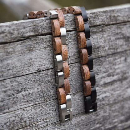 Walnut & Steel - Wooden Bracelet